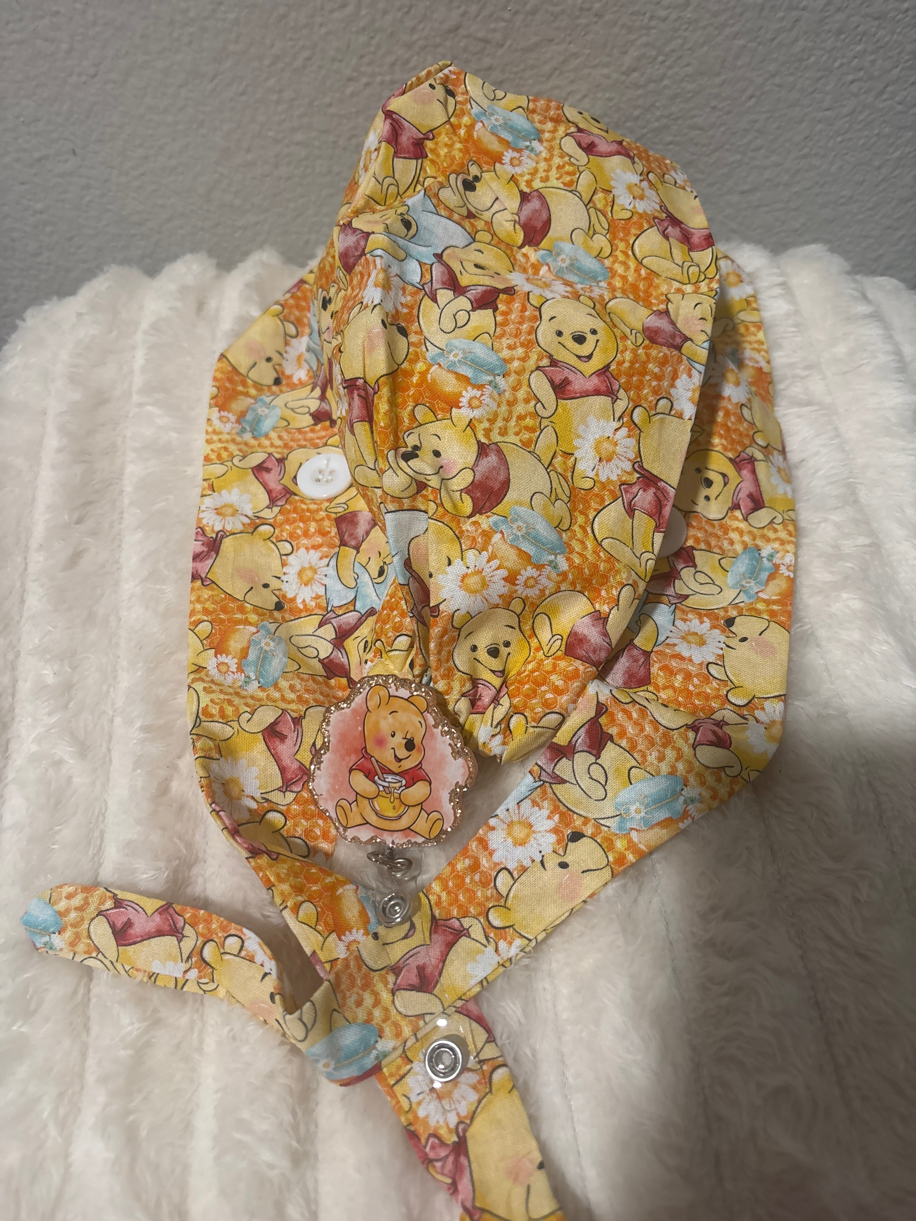 Bee Happy Scrub Cap & Badge Reel