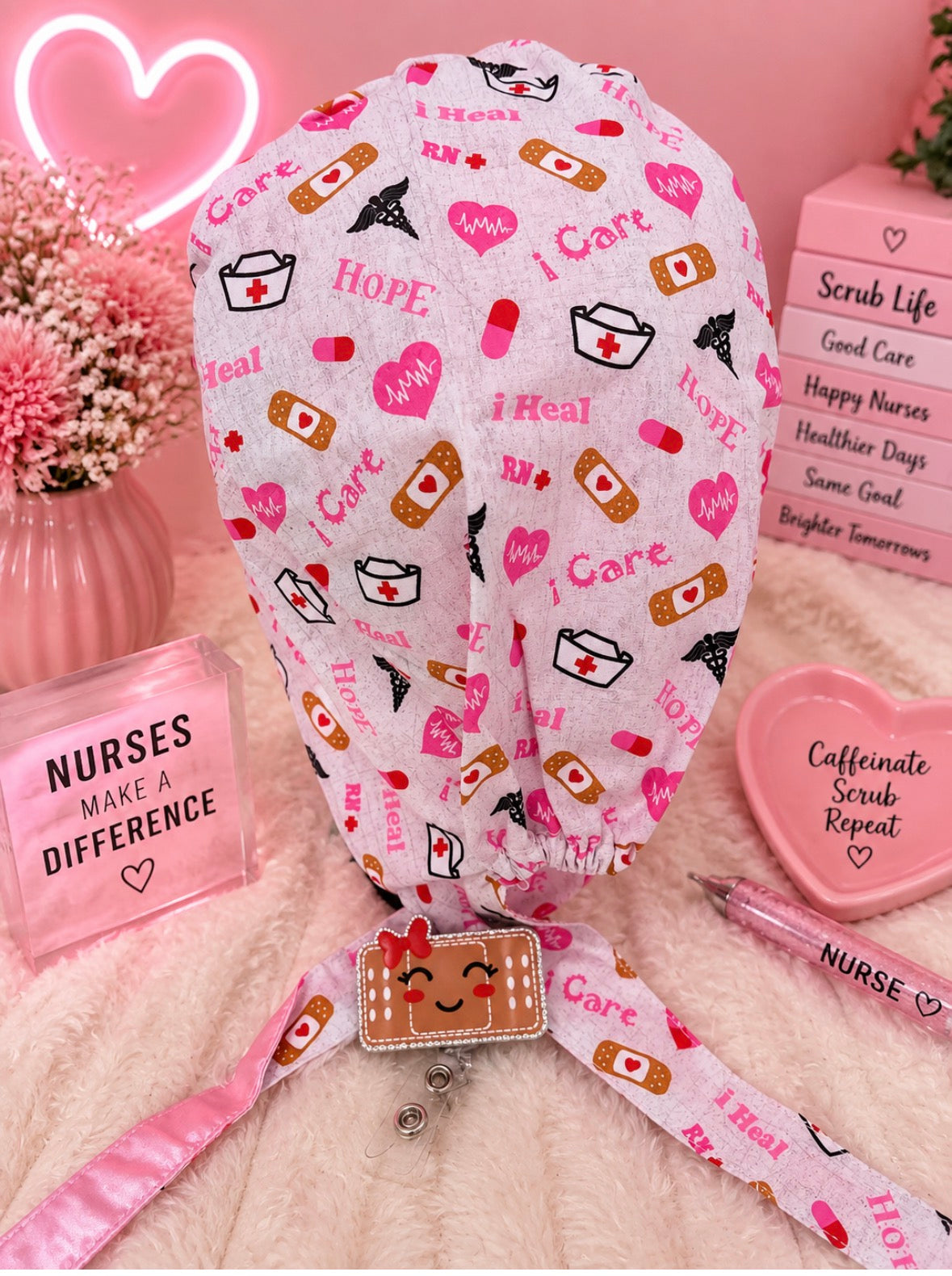 Healing Hands Scrub Cap & Badge Reel