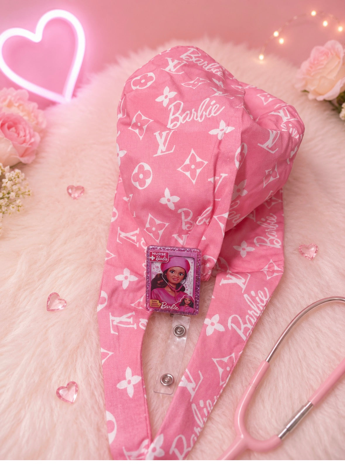 Barbie Lv Scrub cap & Badge Reel