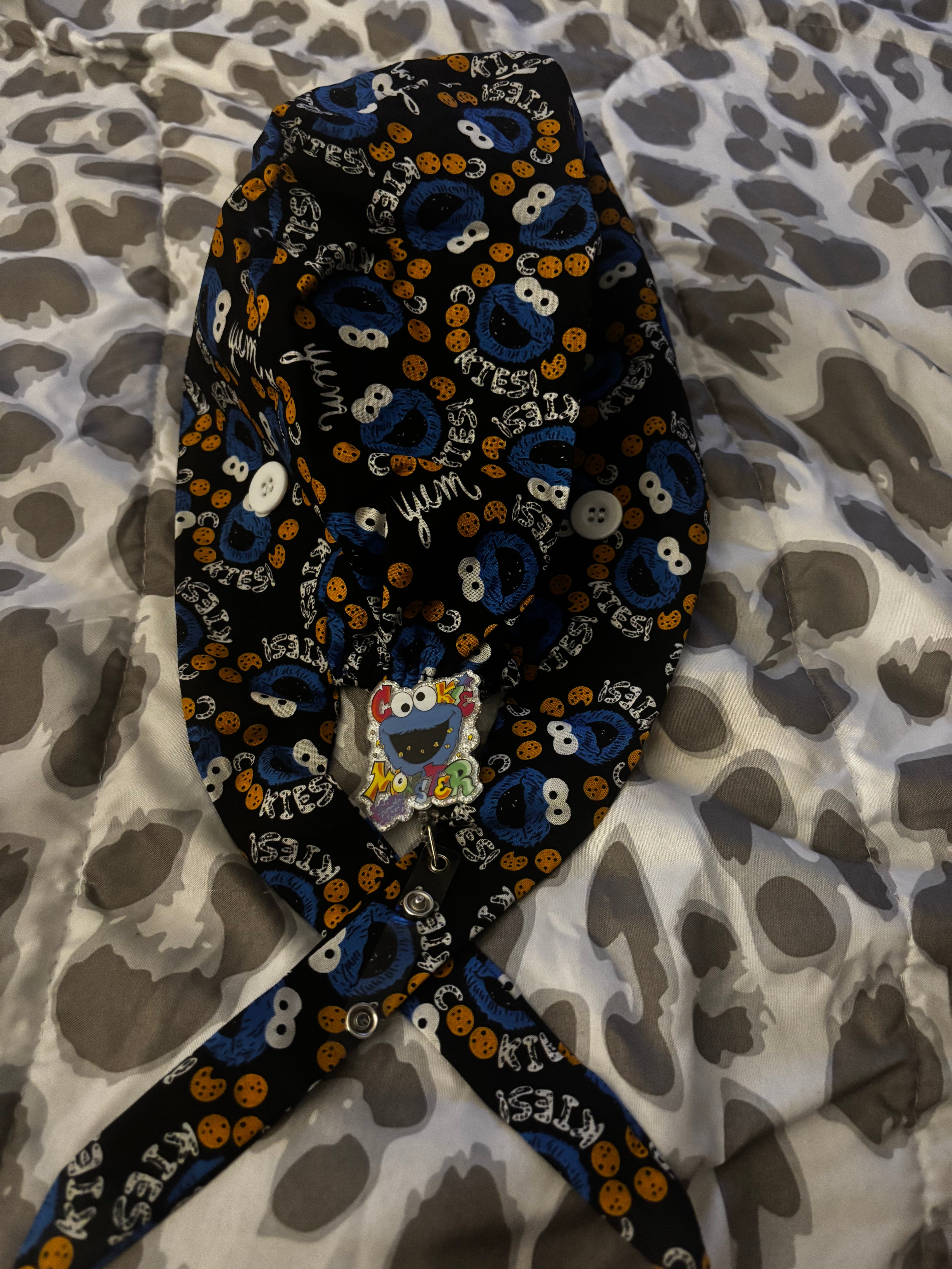 Cookie Monster Scrub Cap & Badge Reel